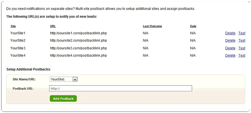 Multi-Site Postback